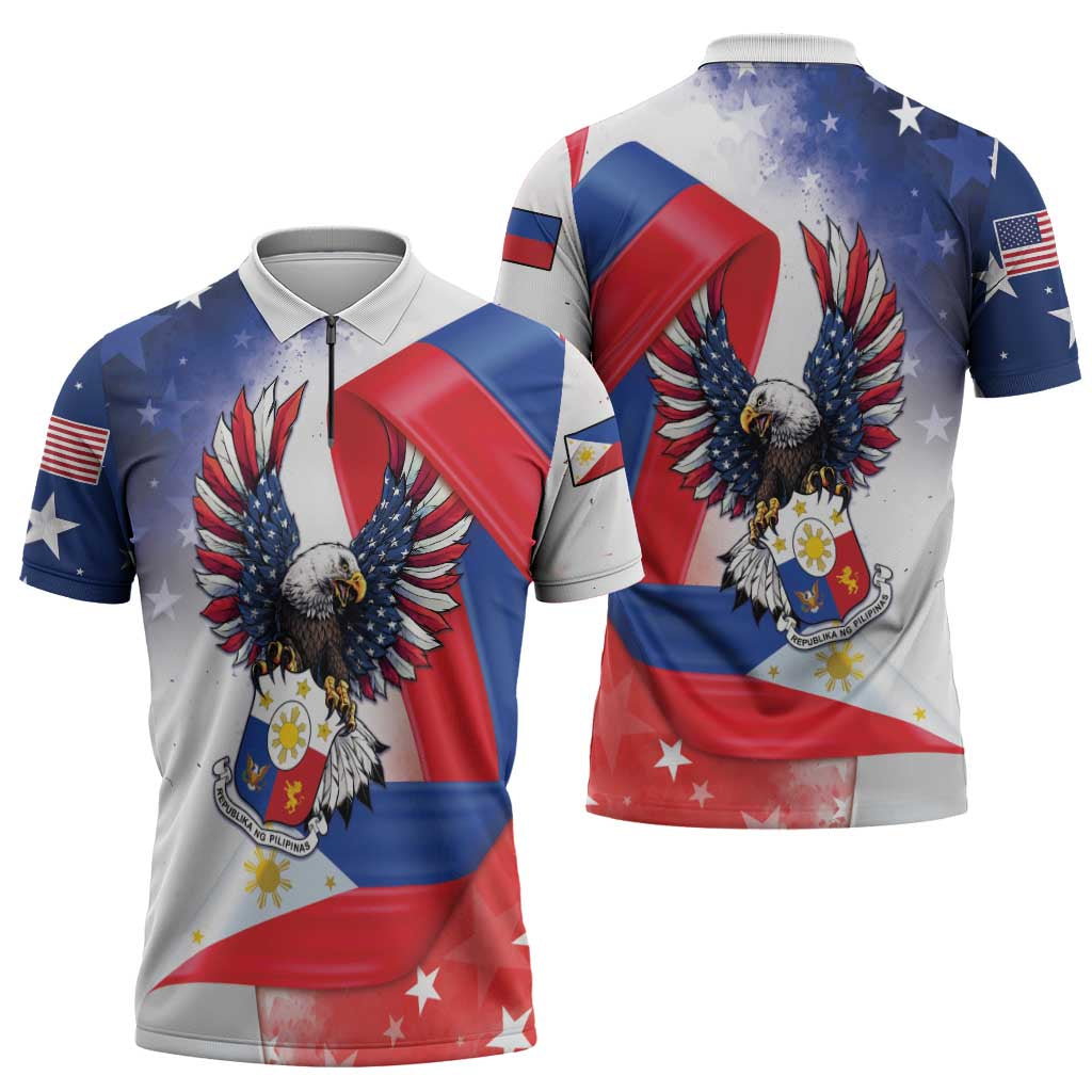 Filipino American History Month Zipper Polo Shirt Philippines Proud Of My Roots - Wonder Print Shop