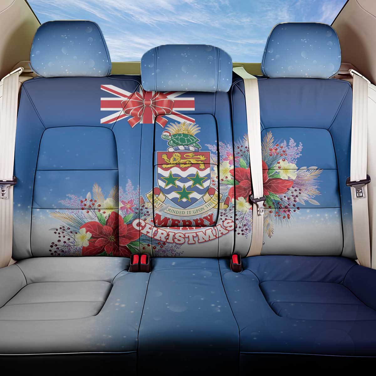 Cayman Islands Christmas Back Car Seat Cover Coquette Bow Xmas Vibe - Wonder Print Shop