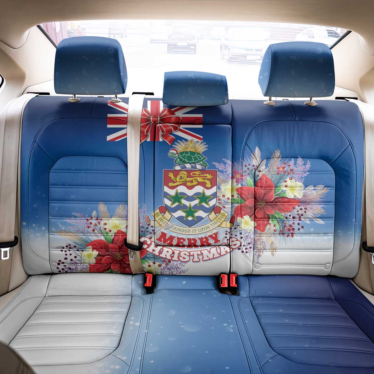 Cayman Islands Christmas Back Car Seat Cover Coquette Bow Xmas Vibe - Wonder Print Shop