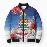 Cayman Islands Christmas Bomber Puffer Jacket Coquette Bow Xmas Vibe - Wonder Print Shop