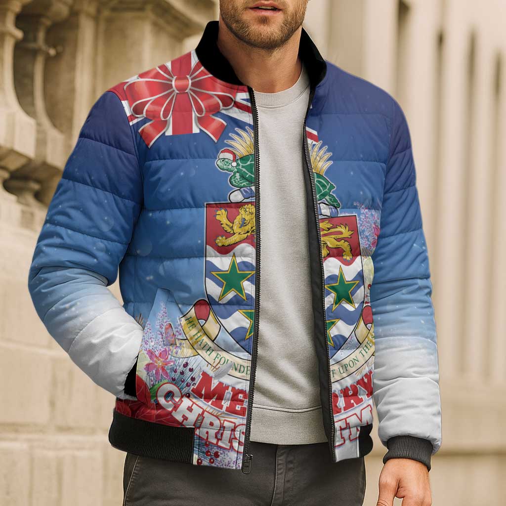 Cayman Islands Christmas Bomber Puffer Jacket Coquette Bow Xmas Vibe - Wonder Print Shop