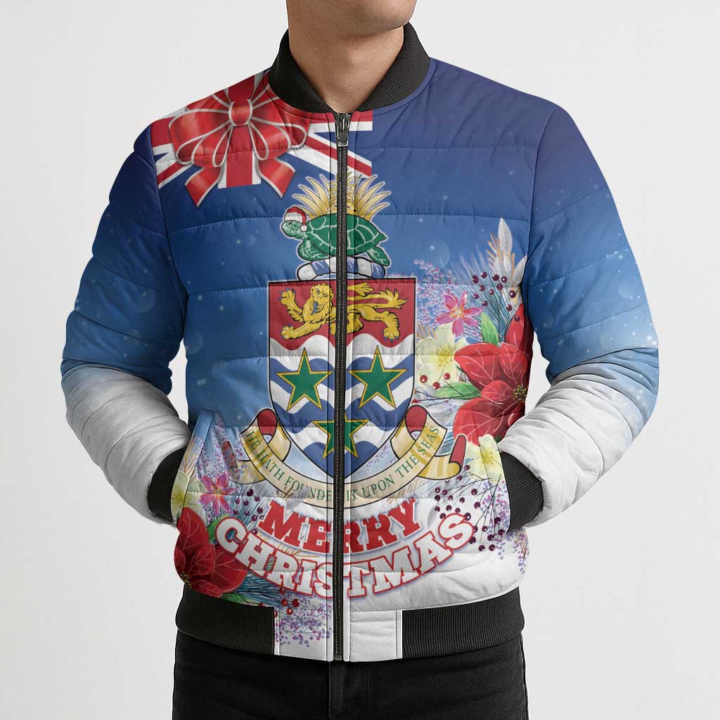 Cayman Islands Christmas Bomber Puffer Jacket Coquette Bow Xmas Vibe - Wonder Print Shop