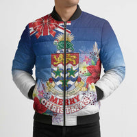 Cayman Islands Christmas Bomber Puffer Jacket Coquette Bow Xmas Vibe - Wonder Print Shop