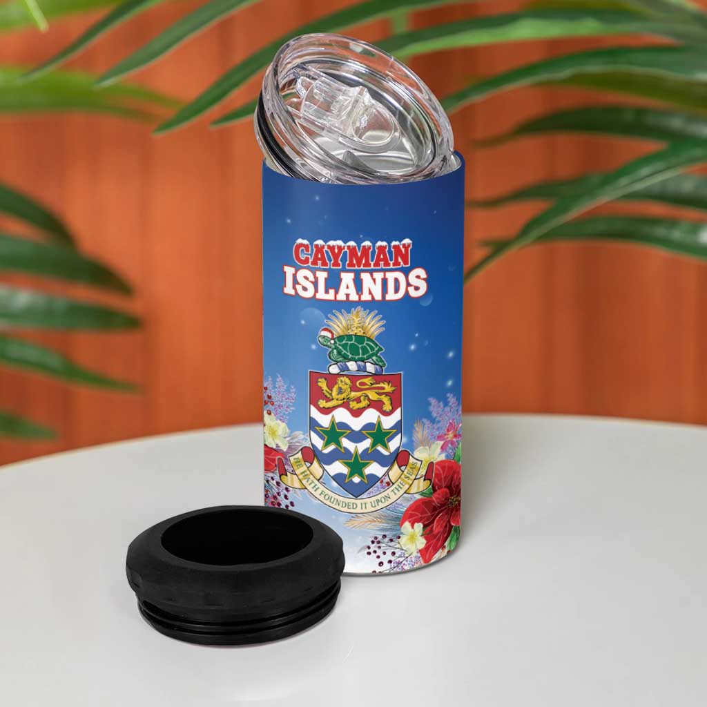Cayman Islands Christmas 4 in 1 Can Cooler Tumbler Coquette Bow Xmas Vibe - Wonder Print Shop