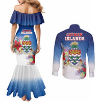 Cayman Islands Christmas Couples Matching Mermaid Dress and Long Sleeve Button Shirt Coquette Bow Xmas Vibe - Wonder Print Shop