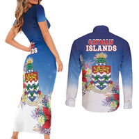 Cayman Islands Christmas Couples Matching Short Sleeve Bodycon Dress and Long Sleeve Button Shirt Coquette Bow Xmas Vibe - Wonder Print Shop