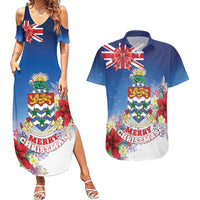 Cayman Islands Christmas Couples Matching Summer Maxi Dress and Hawaiian Shirt Coquette Bow Xmas Vibe - Wonder Print Shop