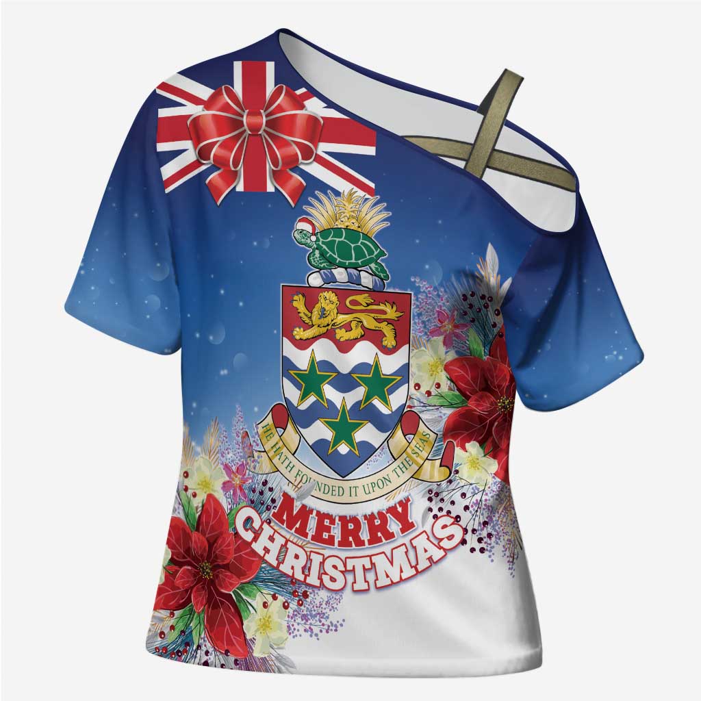 Cayman Islands Christmas Cross Shoulder Shirt Coquette Bow Xmas Vibe - Wonder Print Shop