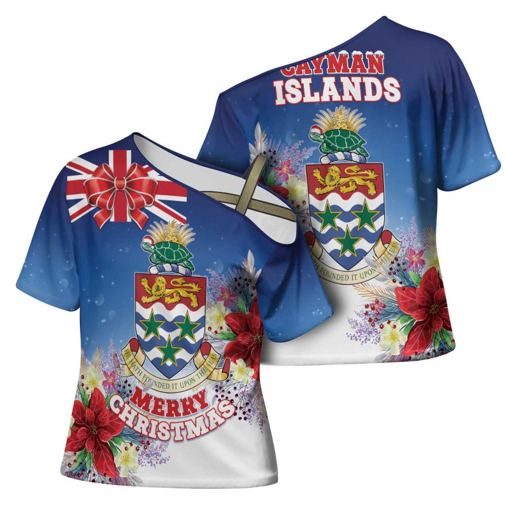 Cayman Islands Christmas Cross Shoulder Shirt Coquette Bow Xmas Vibe - Wonder Print Shop