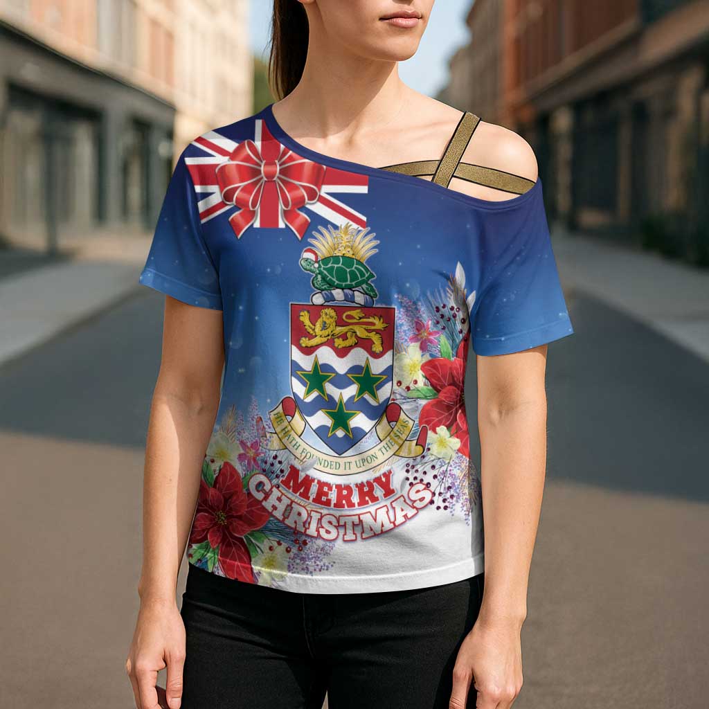 Cayman Islands Christmas Cross Shoulder Shirt Coquette Bow Xmas Vibe - Wonder Print Shop
