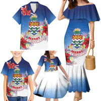 Cayman Islands Christmas Family Matching Mermaid Dress and Hawaiian Shirt Coquette Bow Xmas Vibe - Wonder Print Shop