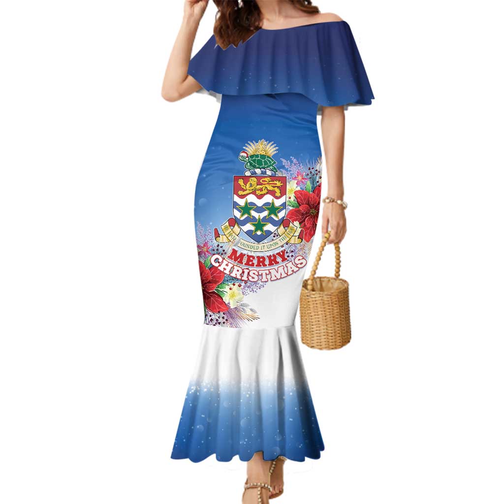 Cayman Islands Christmas Family Matching Mermaid Dress and Hawaiian Shirt Coquette Bow Xmas Vibe - Wonder Print Shop