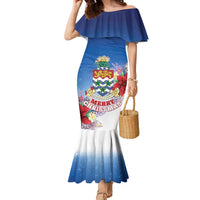 Cayman Islands Christmas Family Matching Mermaid Dress and Hawaiian Shirt Coquette Bow Xmas Vibe - Wonder Print Shop