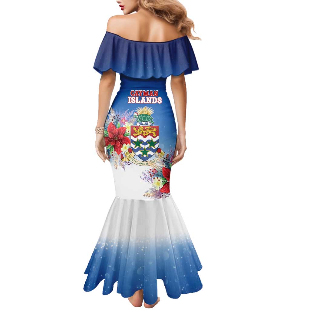 Cayman Islands Christmas Family Matching Mermaid Dress and Hawaiian Shirt Coquette Bow Xmas Vibe - Wonder Print Shop