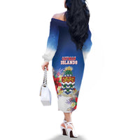 Cayman Islands Christmas Family Matching Off The Shoulder Long Sleeve Dress and Hawaiian Shirt Coquette Bow Xmas Vibe - Wonder Print Shop