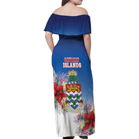 Cayman Islands Christmas Family Matching Off Shoulder Maxi Dress and Hawaiian Shirt Coquette Bow Xmas Vibe - Wonder Print Shop