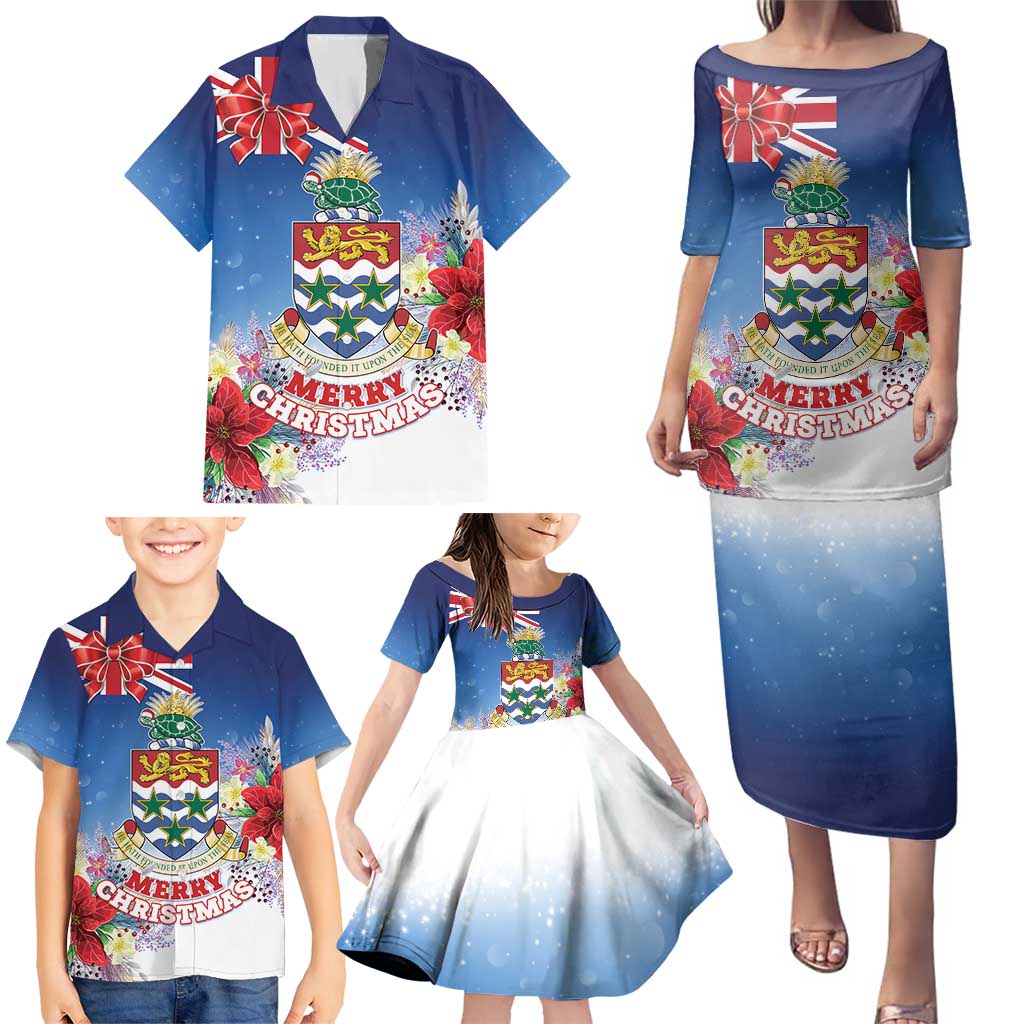 Cayman Islands Christmas Family Matching Puletasi and Hawaiian Shirt Coquette Bow Xmas Vibe - Wonder Print Shop