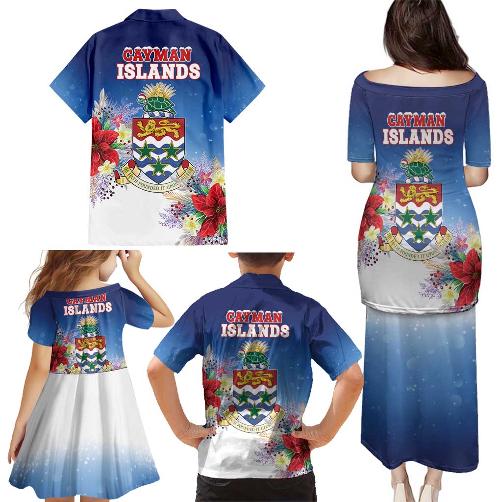 Cayman Islands Christmas Family Matching Puletasi and Hawaiian Shirt Coquette Bow Xmas Vibe - Wonder Print Shop