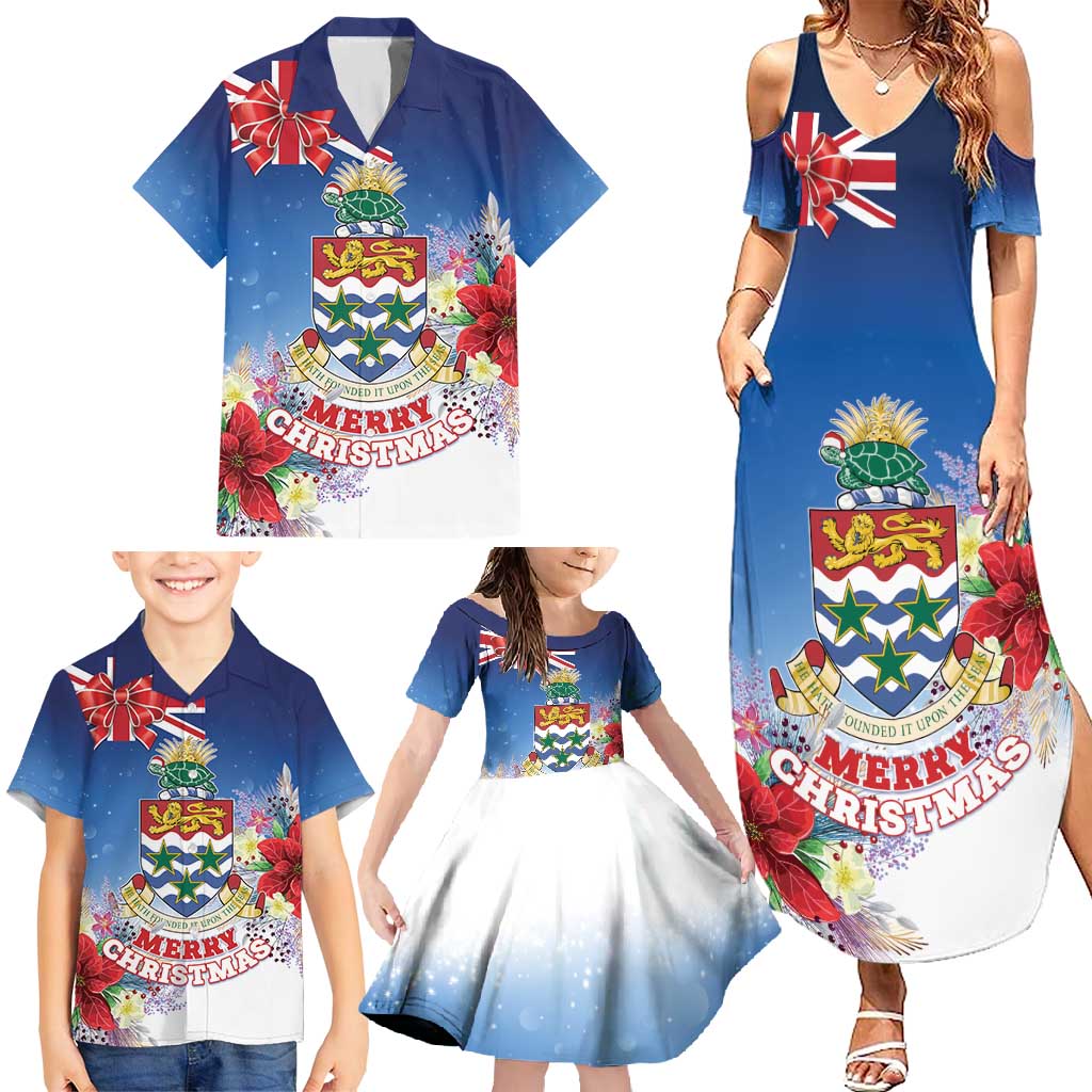 Cayman Islands Christmas Family Matching Summer Maxi Dress and Hawaiian Shirt Coquette Bow Xmas Vibe - Wonder Print Shop