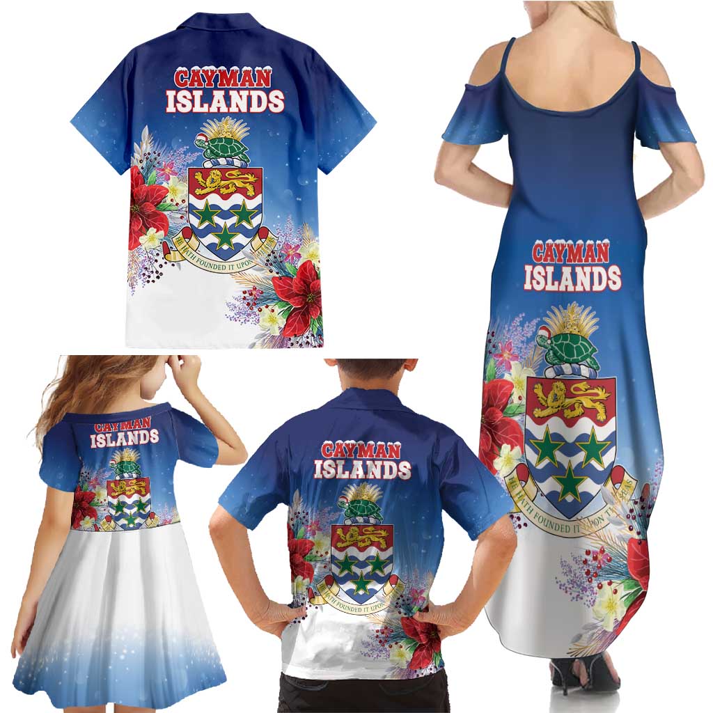 Cayman Islands Christmas Family Matching Summer Maxi Dress and Hawaiian Shirt Coquette Bow Xmas Vibe - Wonder Print Shop