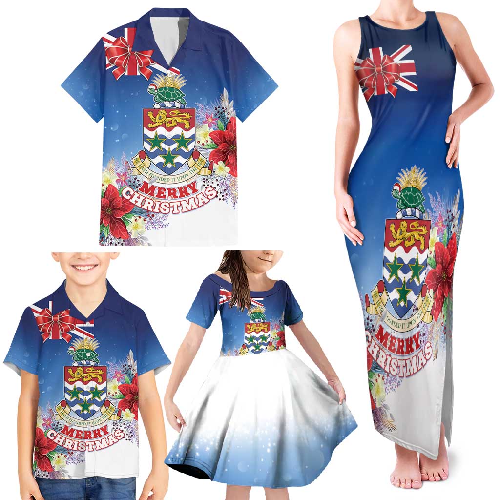 Cayman Islands Christmas Family Matching Tank Maxi Dress and Hawaiian Shirt Coquette Bow Xmas Vibe - Wonder Print Shop