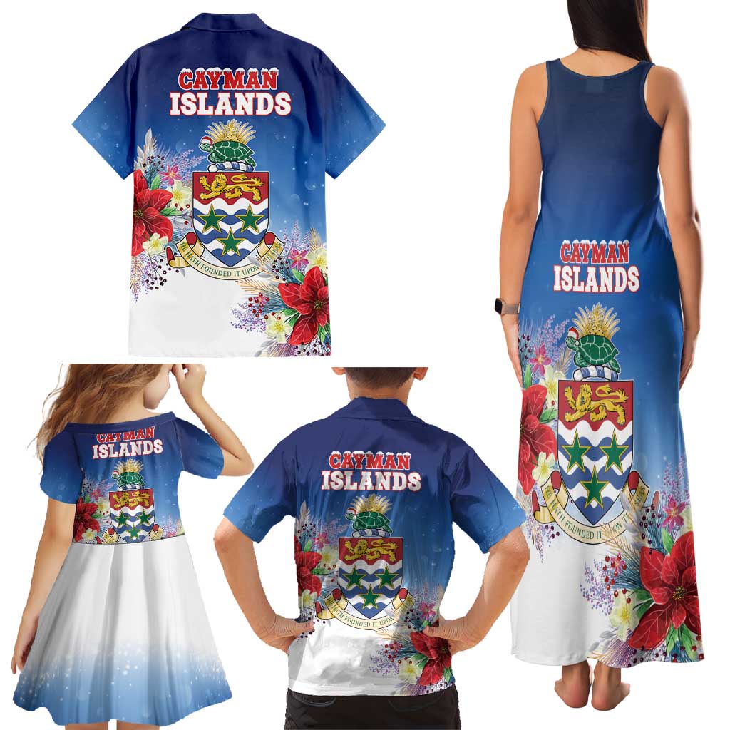 Cayman Islands Christmas Family Matching Tank Maxi Dress and Hawaiian Shirt Coquette Bow Xmas Vibe - Wonder Print Shop