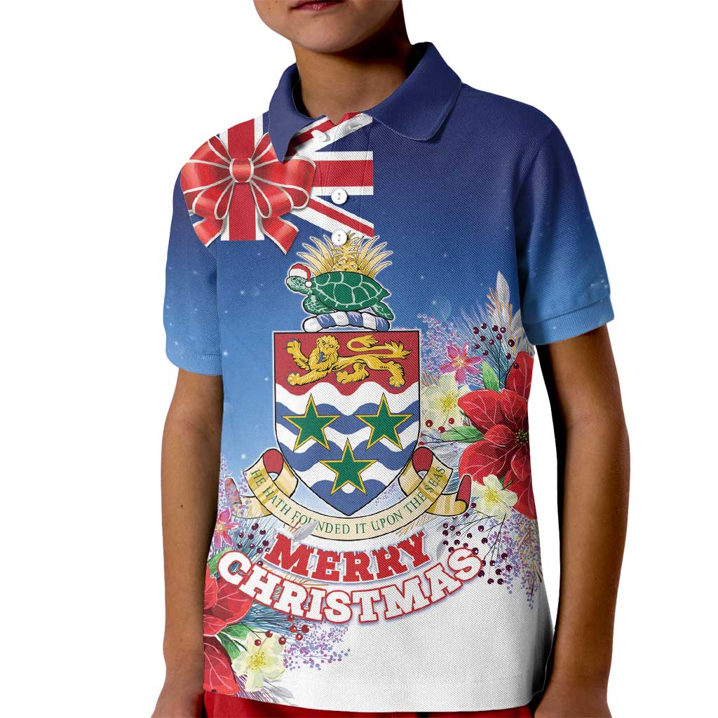 Cayman Islands Christmas Kid Polo Shirt Coquette Bow Xmas Vibe - Wonder Print Shop