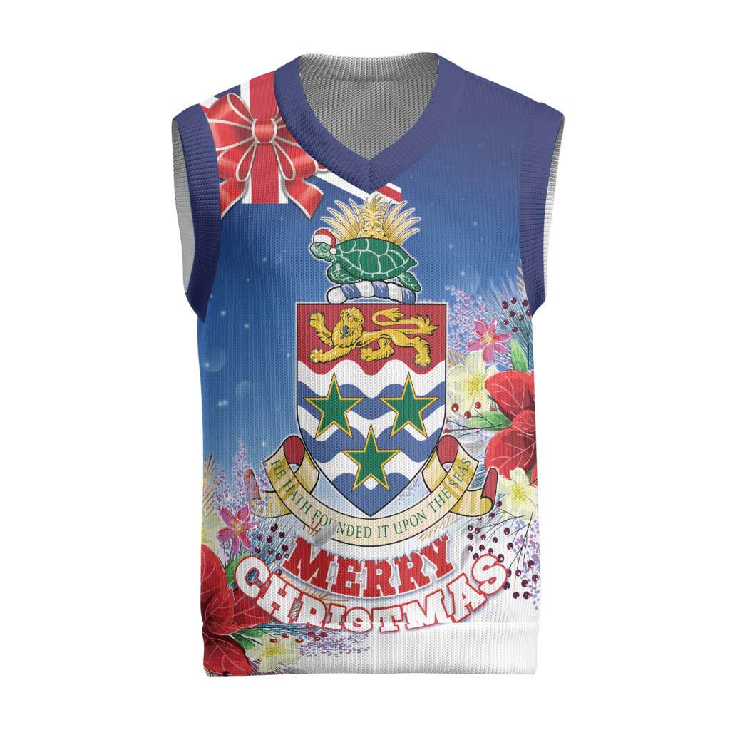 Cayman Islands Christmas Knitted V-Neck Vest Coquette Bow Xmas Vibe - Wonder Print Shop
