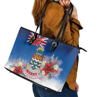 Cayman Islands Christmas Leather Tote Bag Coquette Bow Xmas Vibe - Wonder Print Shop