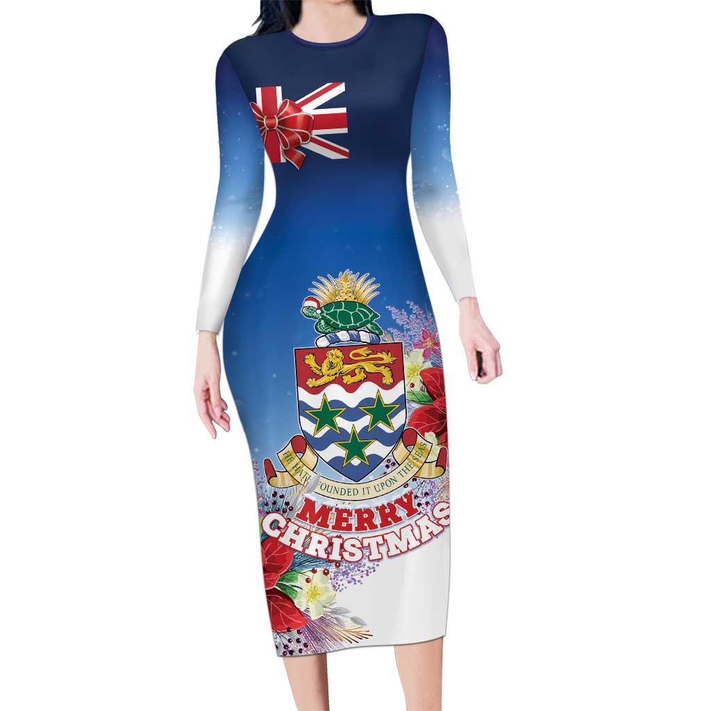 Cayman Islands Christmas Long Sleeve Bodycon Dress Coquette Bow Xmas Vibe - Wonder Print Shop