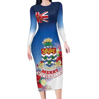 Cayman Islands Christmas Long Sleeve Bodycon Dress Coquette Bow Xmas Vibe - Wonder Print Shop