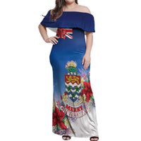Cayman Islands Christmas Off Shoulder Maxi Dress Coquette Bow Xmas Vibe - Wonder Print Shop