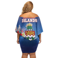 Cayman Islands Christmas Off Shoulder Short Dress Coquette Bow Xmas Vibe - Wonder Print Shop
