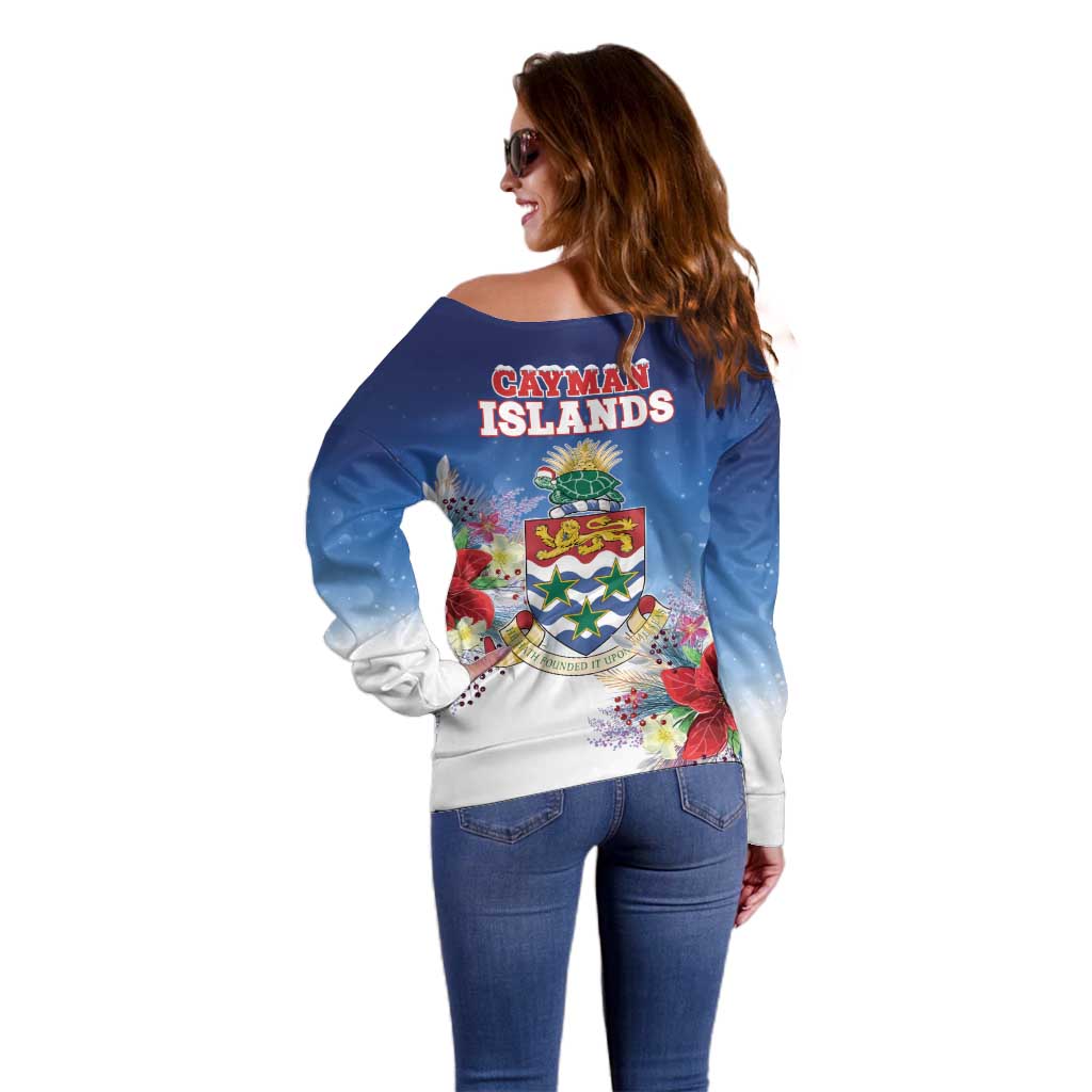 Cayman Islands Christmas Off Shoulder Sweater Coquette Bow Xmas Vibe - Wonder Print Shop