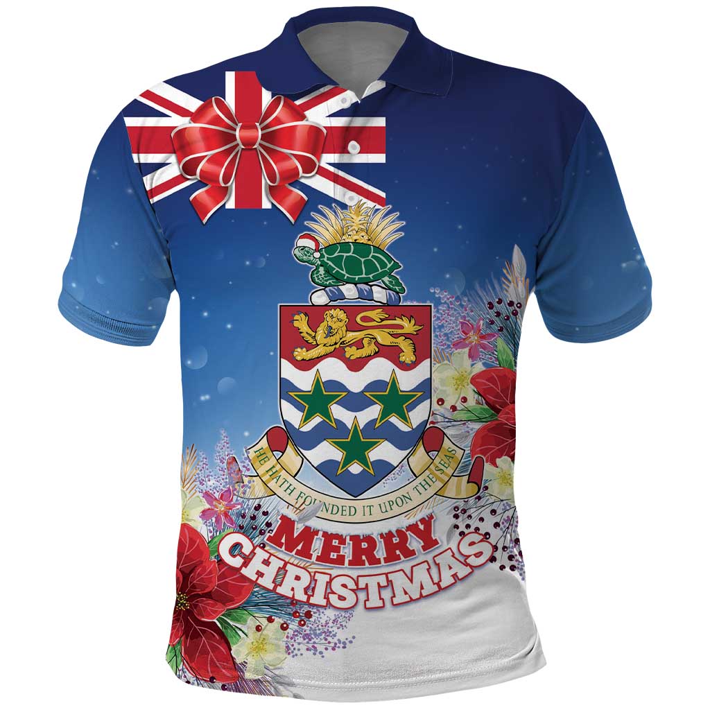 Cayman Islands Christmas Polo Shirt Coquette Bow Xmas Vibe - Wonder Print Shop