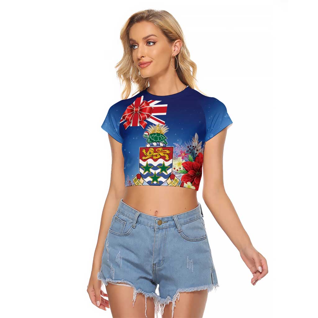Cayman Islands Christmas Raglan Cropped T Shirt Coquette Bow Xmas Vibe - Wonder Print Shop