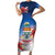 Cayman Islands Christmas Short Sleeve Bodycon Dress Coquette Bow Xmas Vibe - Wonder Print Shop