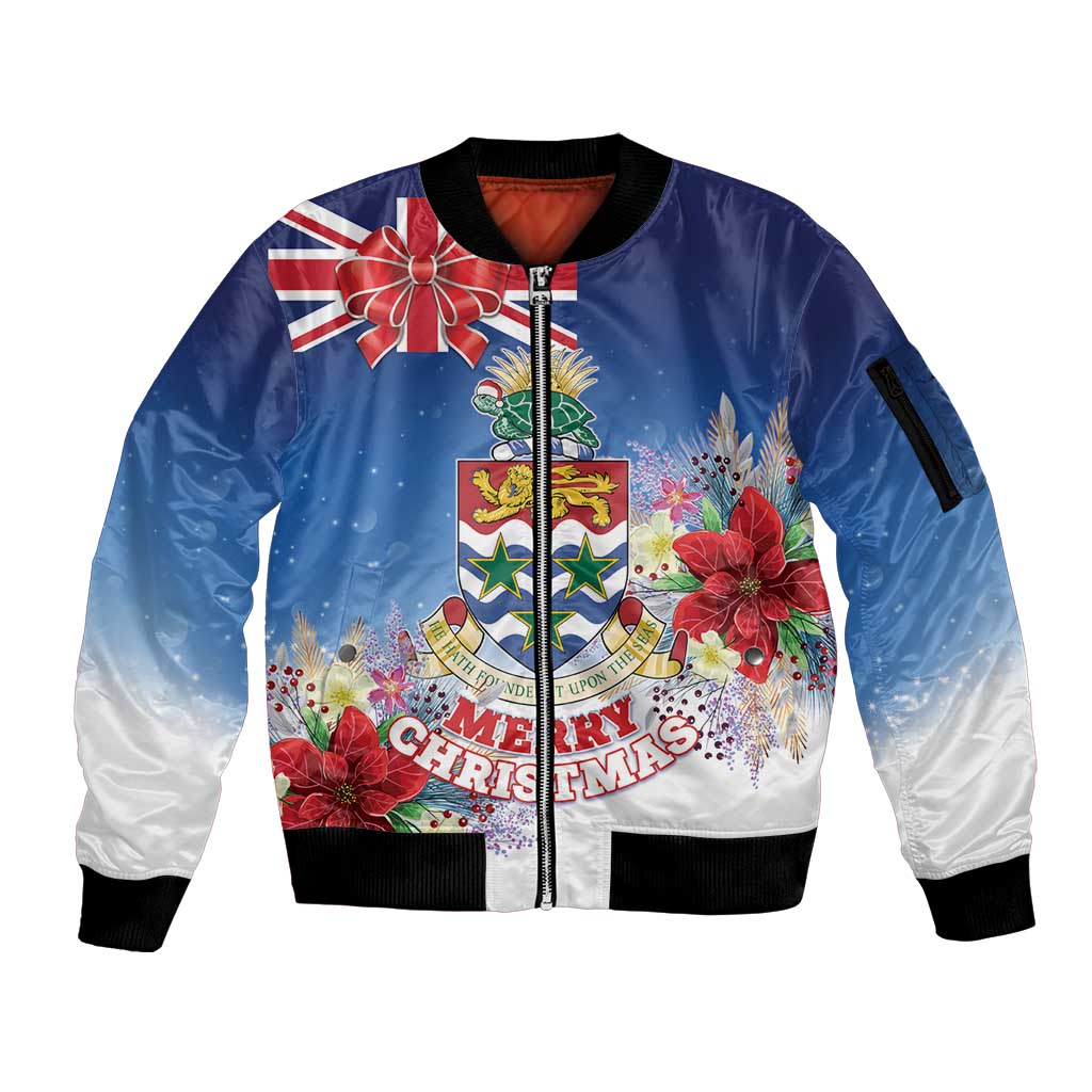 Cayman Islands Christmas Sleeve Zip Bomber Jacket Coquette Bow Xmas Vibe - Wonder Print Shop