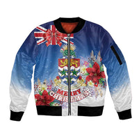 Cayman Islands Christmas Sleeve Zip Bomber Jacket Coquette Bow Xmas Vibe - Wonder Print Shop