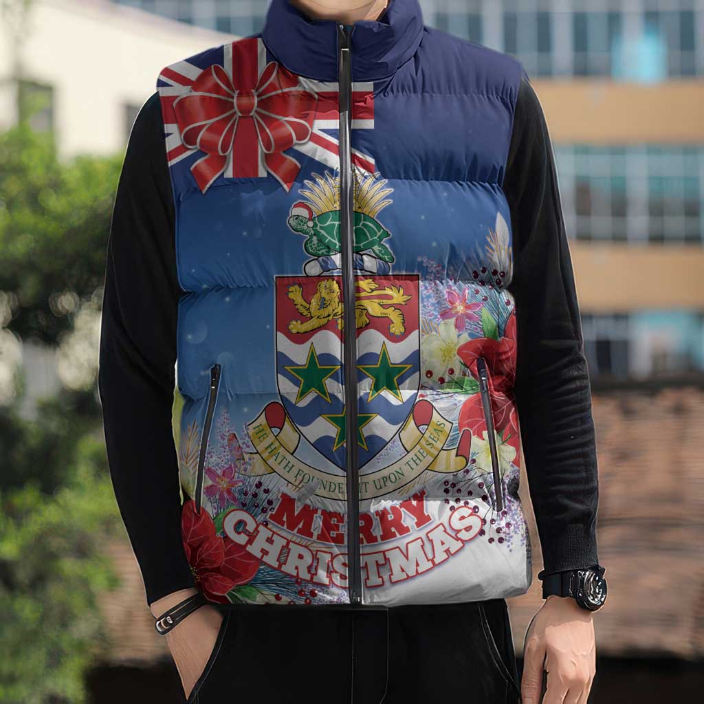 Cayman Islands Christmas Sleeveless Puffer Jacket Coquette Bow Xmas Vibe - Wonder Print Shop