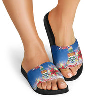 Cayman Islands Christmas Slide Sandals Coquette Bow Xmas Vibe - Wonder Print Shop