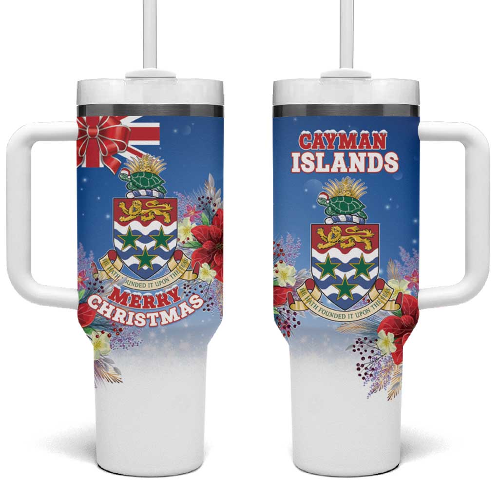 Cayman Islands Christmas Tumbler With Handle Coquette Bow Xmas Vibe - Wonder Print Shop