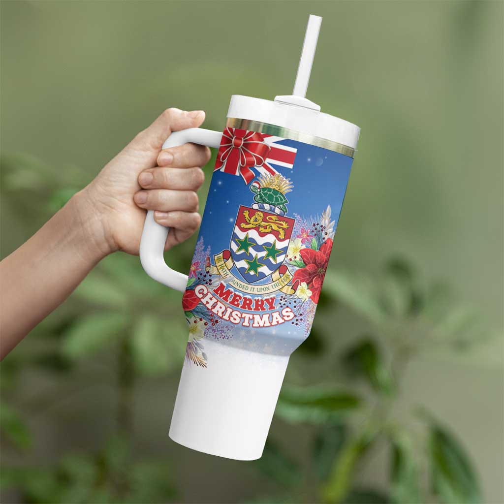 Cayman Islands Christmas Tumbler With Handle Coquette Bow Xmas Vibe - Wonder Print Shop
