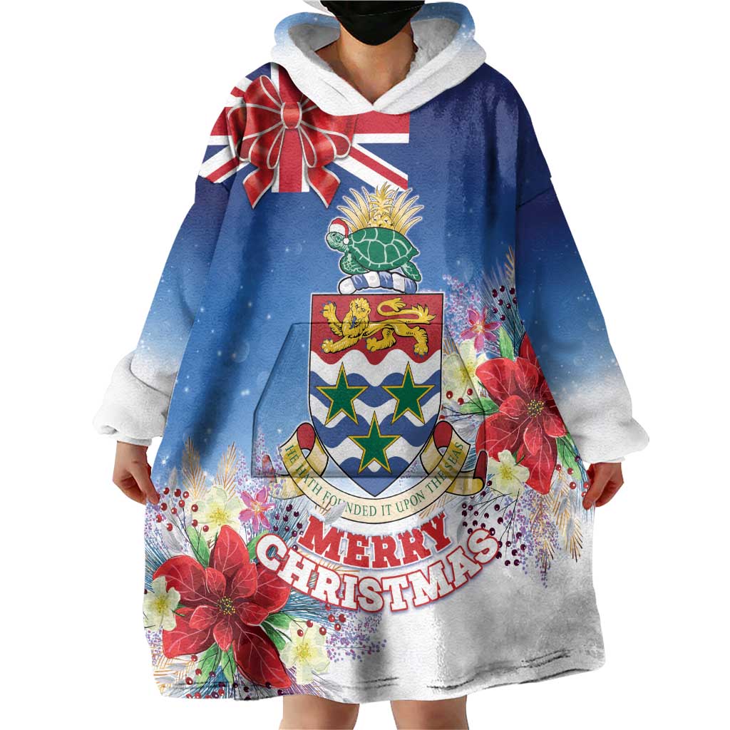 Cayman Islands Christmas Wearable Blanket Hoodie Coquette Bow Xmas Vibe - Wonder Print Shop