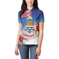 Cayman Islands Christmas Women Polo Shirt Coquette Bow Xmas Vibe - Wonder Print Shop