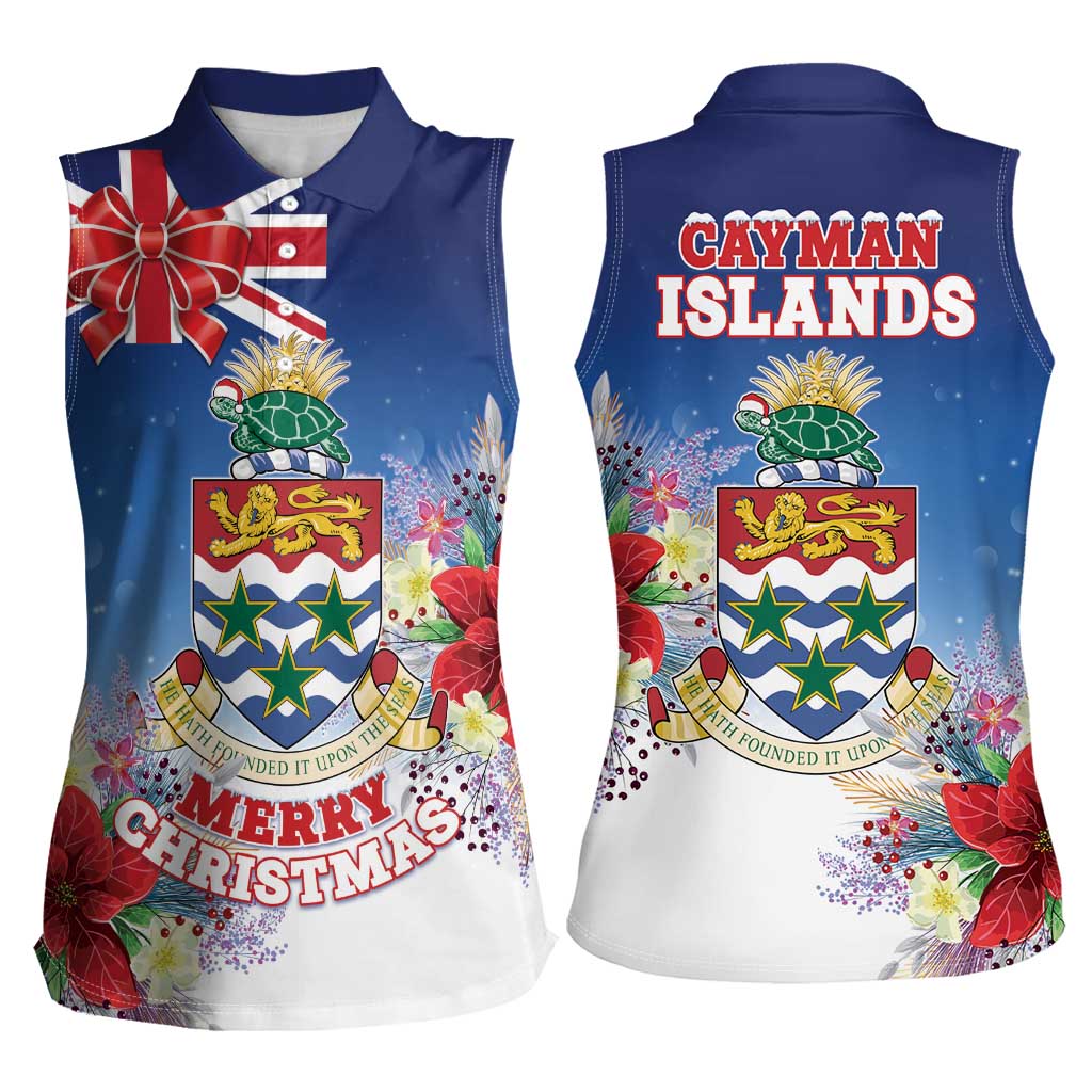 Cayman Islands Christmas Women Sleeveless Polo Shirt Coquette Bow Xmas Vibe - Wonder Print Shop