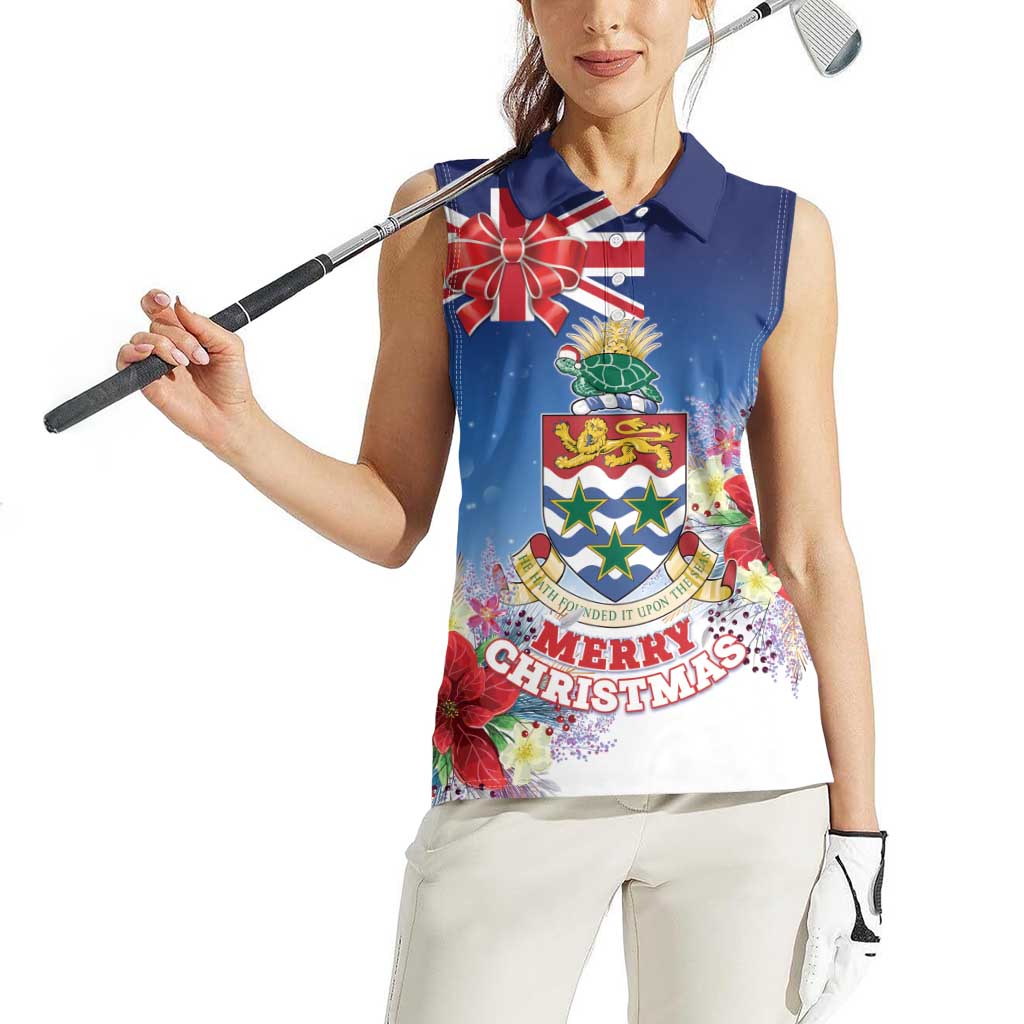 Cayman Islands Christmas Women Sleeveless Polo Shirt Coquette Bow Xmas Vibe - Wonder Print Shop