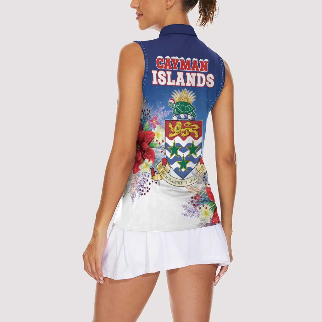 Cayman Islands Christmas Women Sleeveless Polo Shirt Coquette Bow Xmas Vibe - Wonder Print Shop