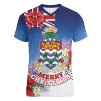 Cayman Islands Christmas Women V-Neck T-Shirt Coquette Bow Xmas Vibe - Wonder Print Shop