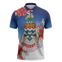 Cayman Islands Christmas Zipper Polo Shirt Coquette Bow Xmas Vibe - Wonder Print Shop